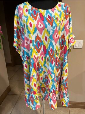 Bright Multi-Color Ikat Print Women's Blouse